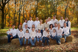 Outdoor portrait of a large family during a family reunion. 